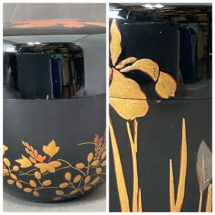 小島漆壺斎 四季草花 蒔絵 棗 茶道具 人気