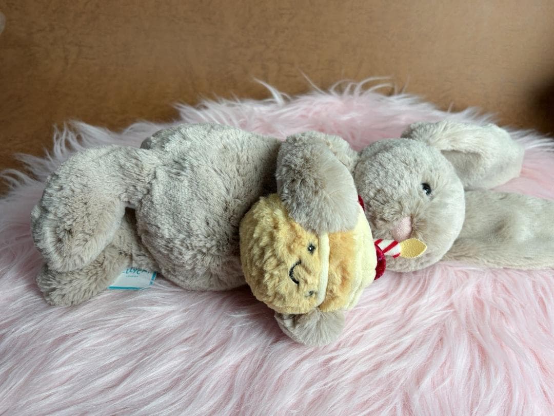 新品　ジェリーキャット　バシュフルバニーベージュ　誕生日ケーキ　ぬいぐるみ　袋付