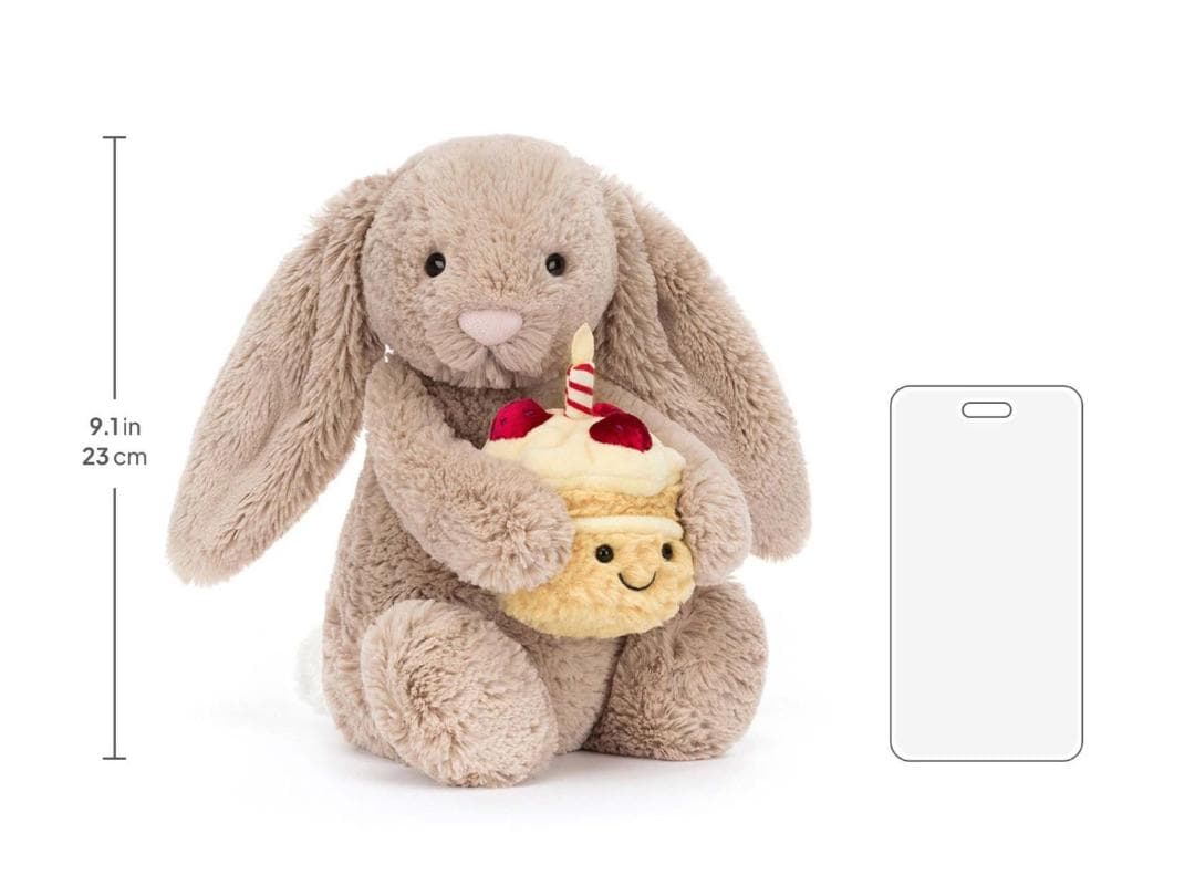 新品　ジェリーキャット　バシュフルバニーベージュ　誕生日ケーキ　ぬいぐるみ　袋付