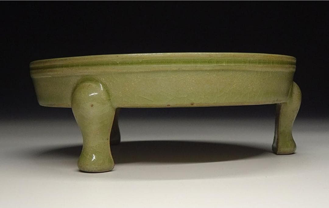 中国古玩 汝窯 筆洗 水孟 水盂 三足器 唐物 時代物 書道具 t66871