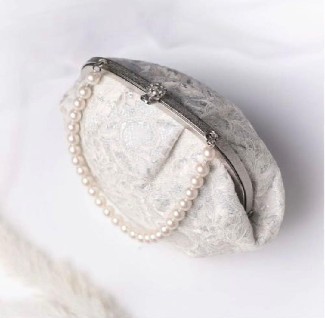 成人式 ホワイトパール付きバッグと草履セット