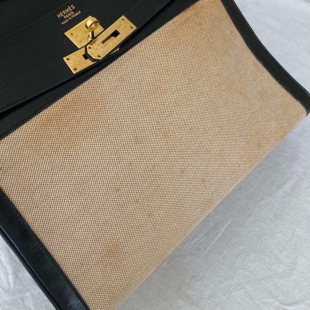 希少 エルメス ケリー 32 トワルアッシュ ブラック 〇F刻印