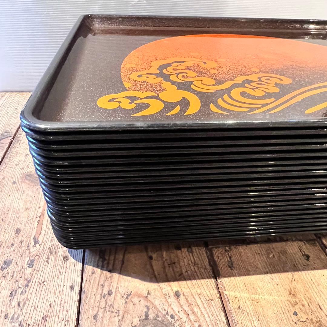 ②波　太陽　月　黒盆　和風　20枚　おまとめ　懐石　旅館　昭和レトロ