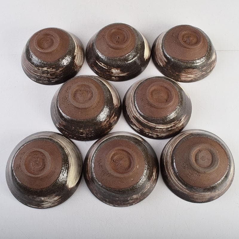 茶道具 兎月窯 杉浦芳樹 刷毛目 数茶碗 八客 時代箱付 V