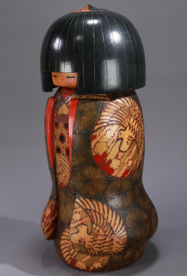 BE978 小林伊之助作 『 夕月 』 木彫 創作こけし 高さ35.5㎝