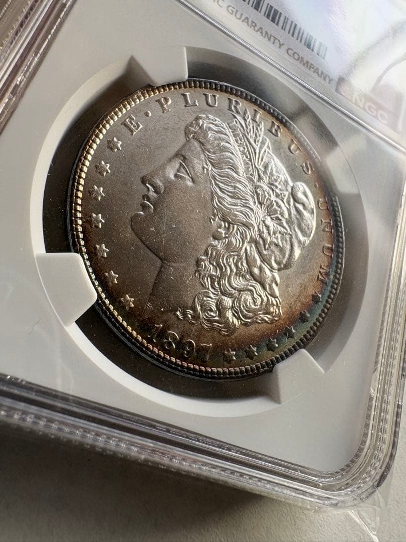 【銀貨保証】1897年銘　モルガンダラー　銀貨　NGC鑑定　UNC判定