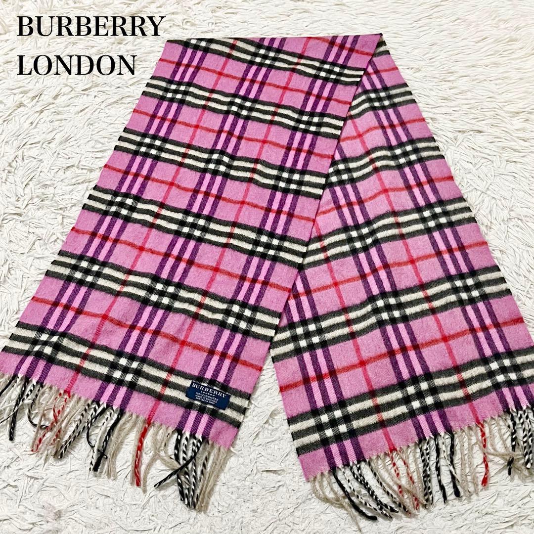 ✨美品✨バーバリーロンドン　マフラー　カシミヤ100%　ノバチェック　ピンク BURBERRY バーバリー カシミヤ マフラー チェック ピンク BURBERRY