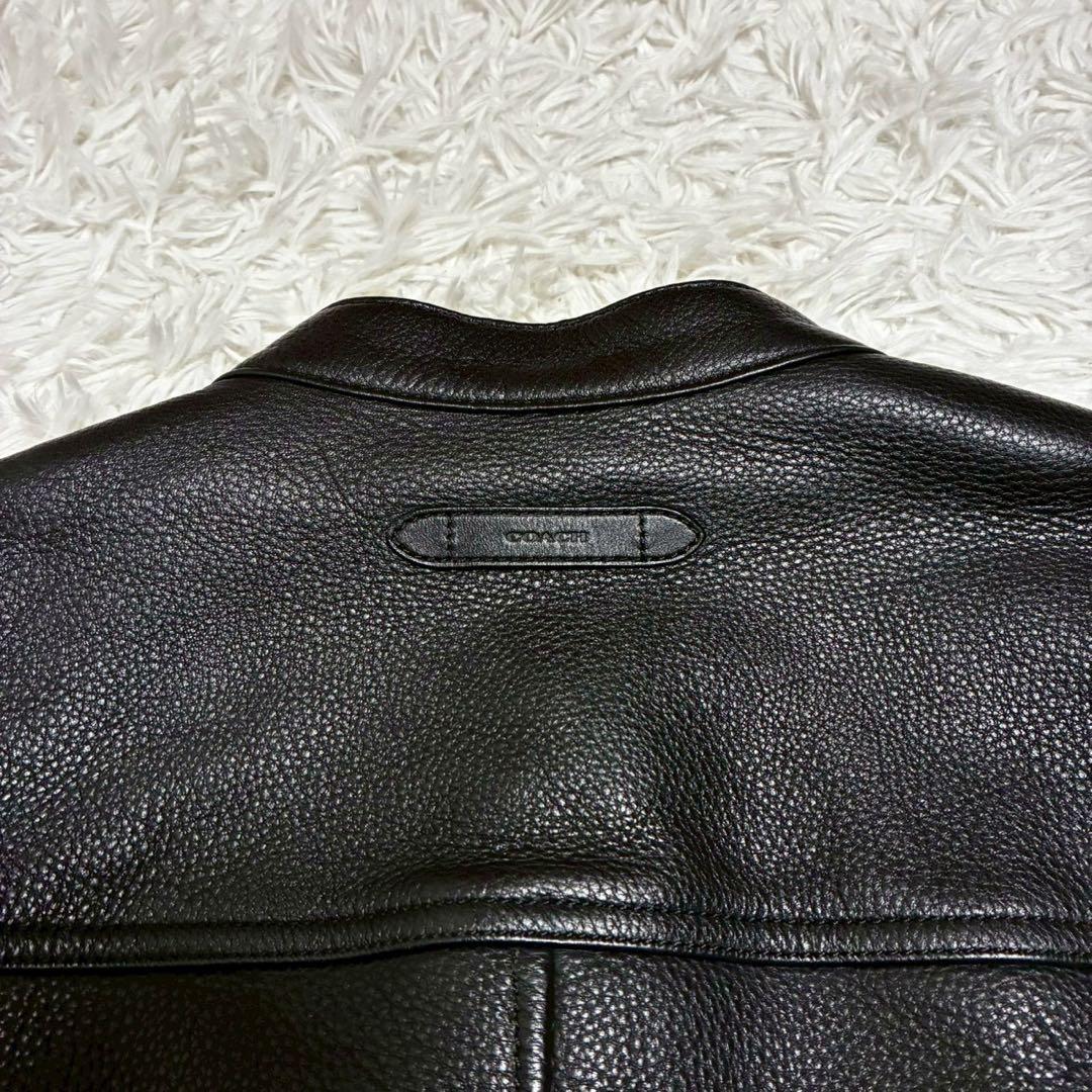 COACH ライダースジャケット カウレザー シボ革 M相当 黒 ブラック