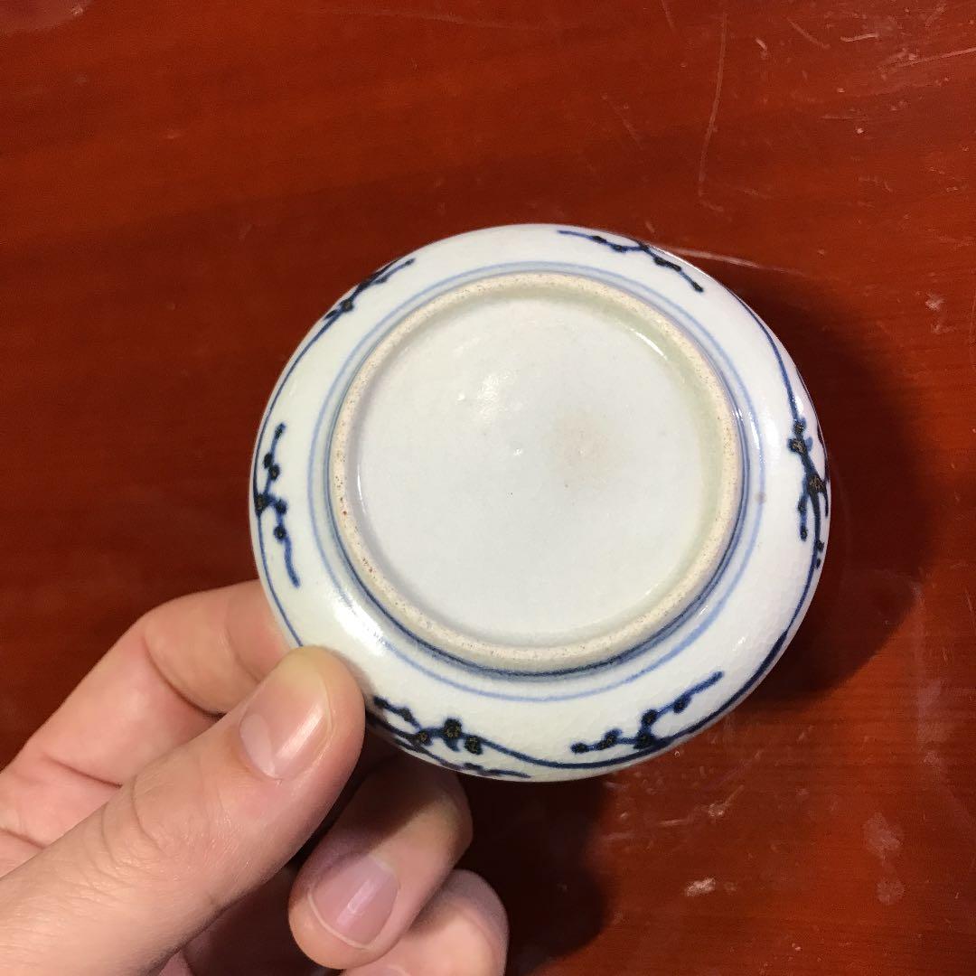 古伊万里色絵豆皿無傷伊万里鶴丸珍品変わり図