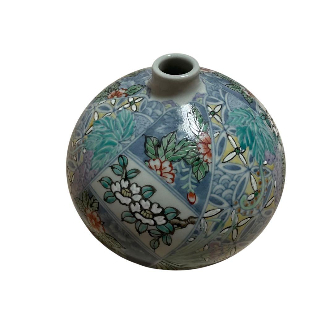 激レア】六代走波作 染錦椿草花あやめぶどう文 つぼ 壺 五代・