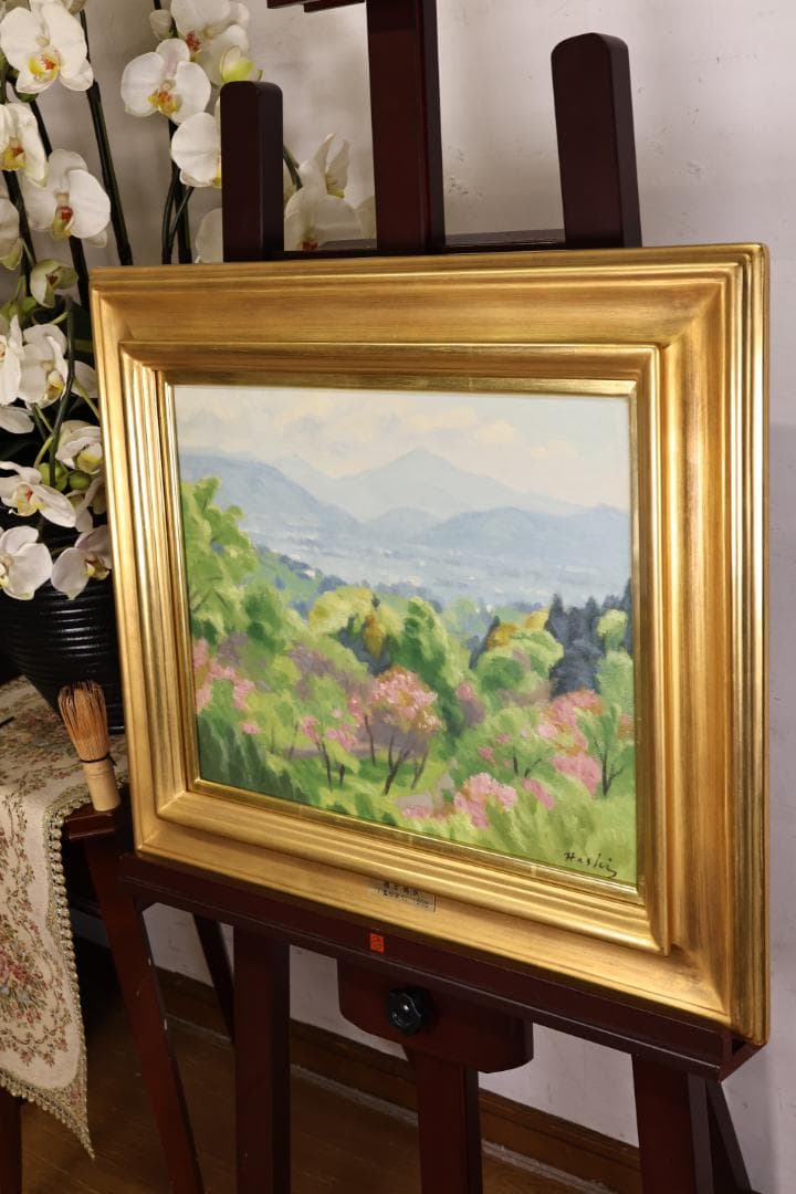 石川直　橋本博英 「 八重桜咲く 」 油彩F6号　青木画廊 BJ235