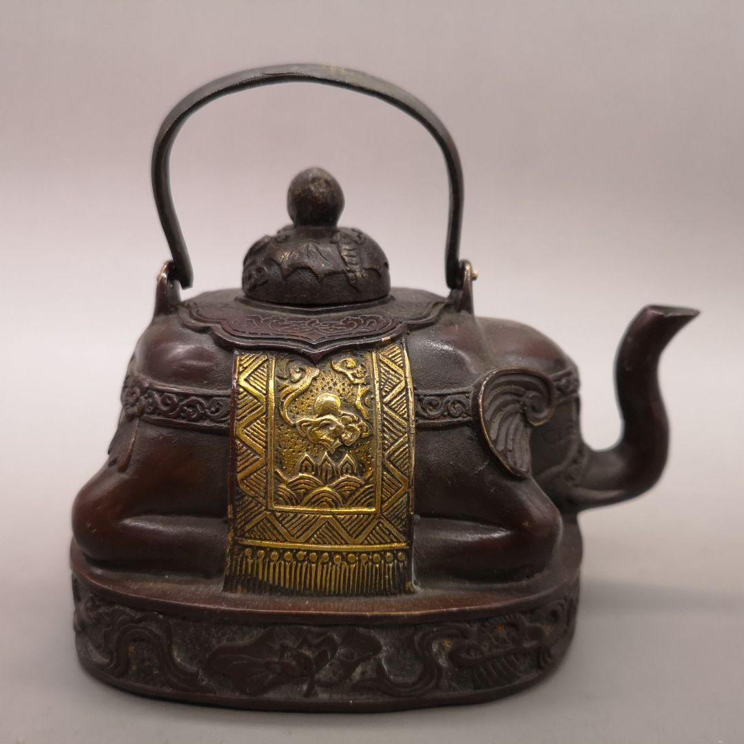 銅器 象壺 招財 吉祥 徳利 水筒 茶器 茶道具 装飾品 工芸品 置物
