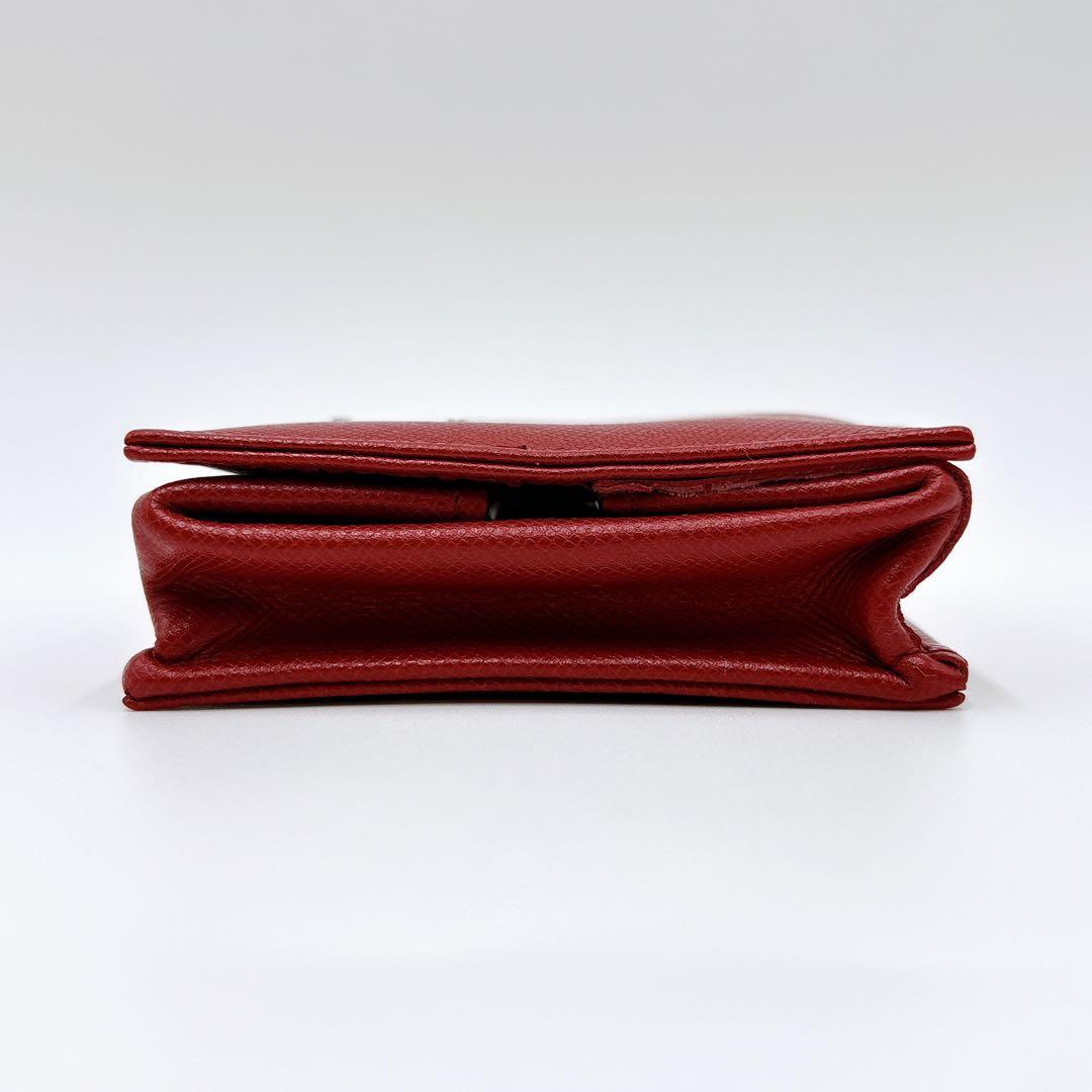 美品 ＊ PRADA プラダ サフィアーノ 三角ロゴ スクエア ケース 赤