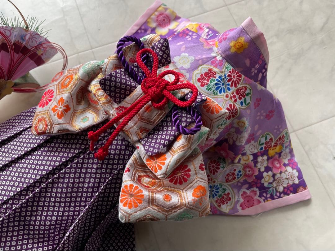 fumi s 様専用わんちゃ袴の着物オーダー作成 流れ桜/鹿の子柄袴