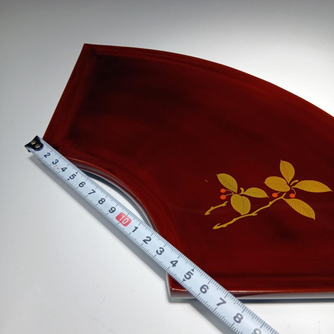 値下げ輪島塗　蒔絵扇面形　お盆　菓子器皿　 共箱　美品