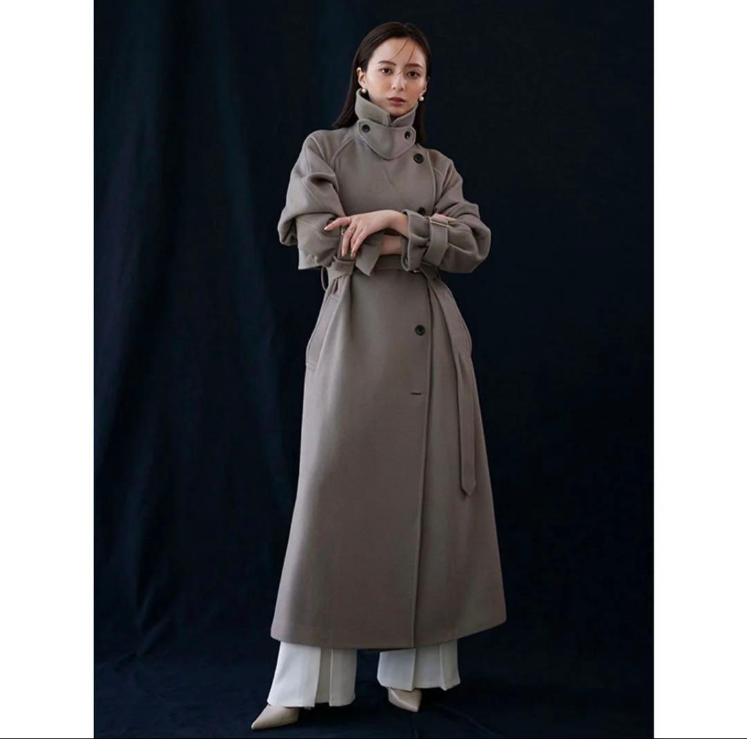 anuans 2023AW ウールトレンチコート カーキグレーS