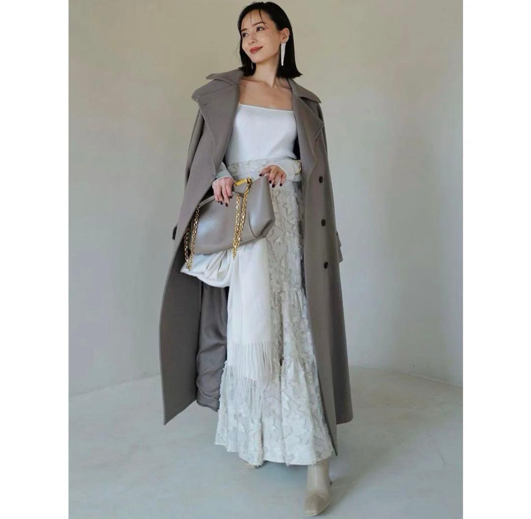 anuans 2023AW ウールトレンチコート カーキグレーS