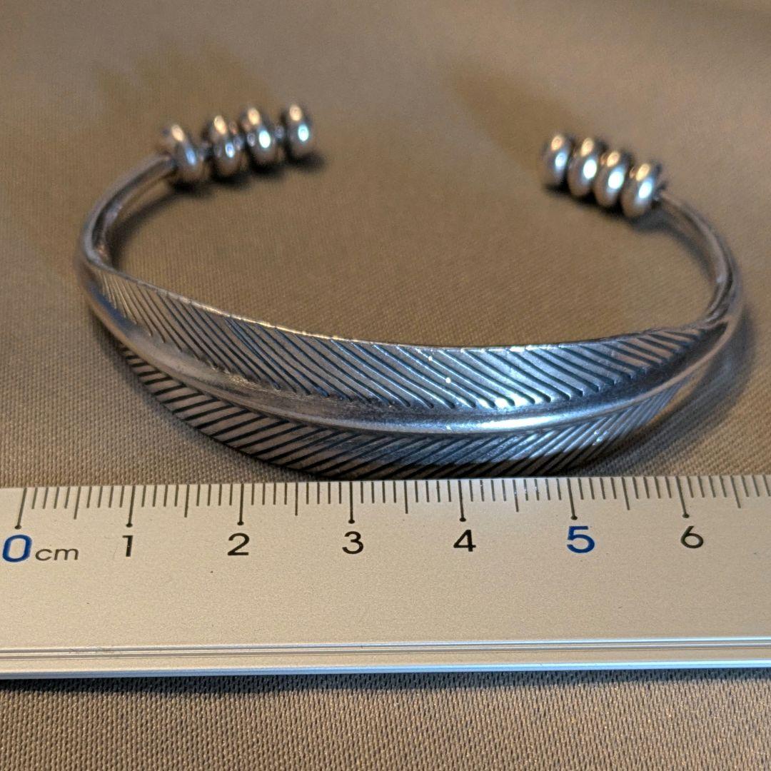 最終値下げ　カレンシルバー　ハンドメイド　フェザー　バングル　b-6