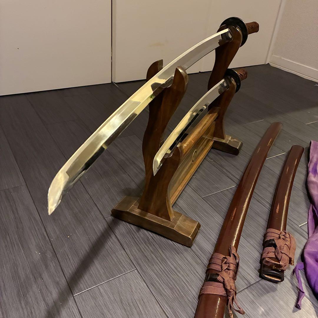 高級模造刀　居合刀　 美術刀剣　太刀　脇差　大小セット　深茶拵え