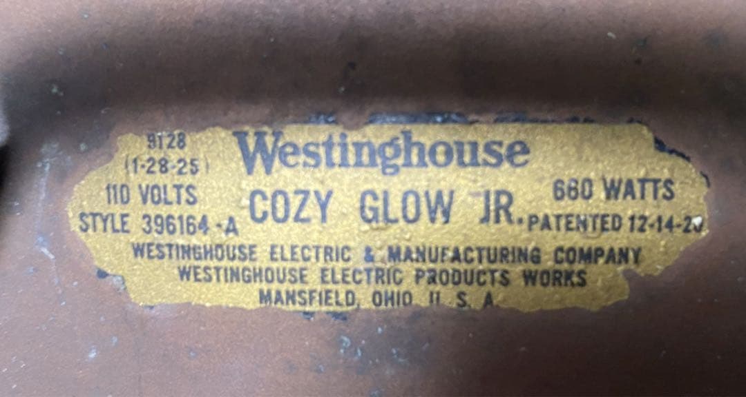 骨董 反射式電気ストーブ 1930年代 ウェスティングハウス製