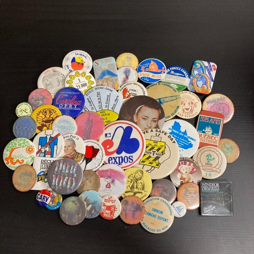 BQVF アメリカン 缶バッジ ビンテージ 古着 50個 セット アメカジ 雑貨