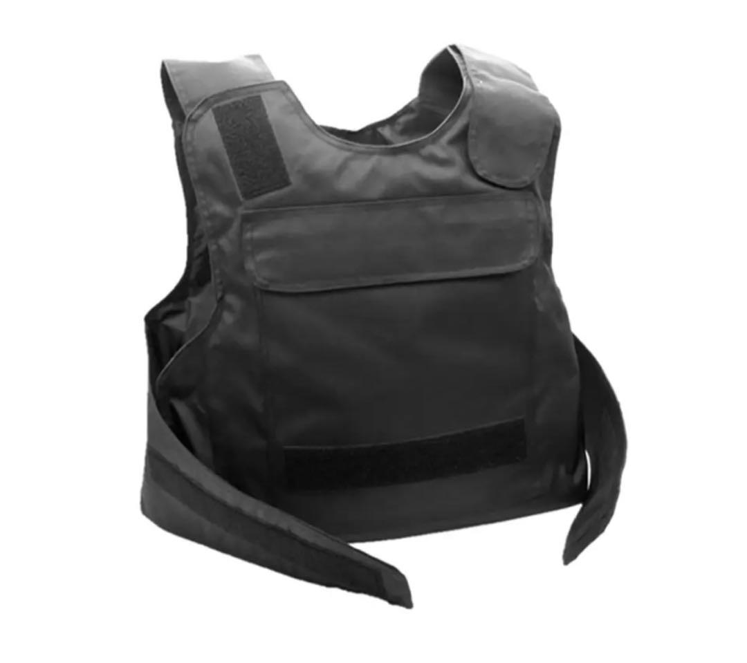実物】防弾ベスト(黒)防弾プレート2枚付 防弾チョッキ