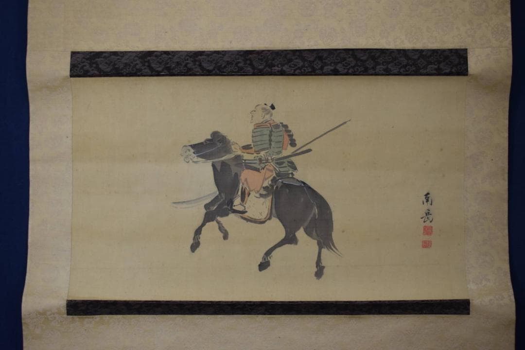 真作】渡辺南岳/武者絵之図/馬上人物図/掛軸☆宝船☆X-236 JM - メルカリ