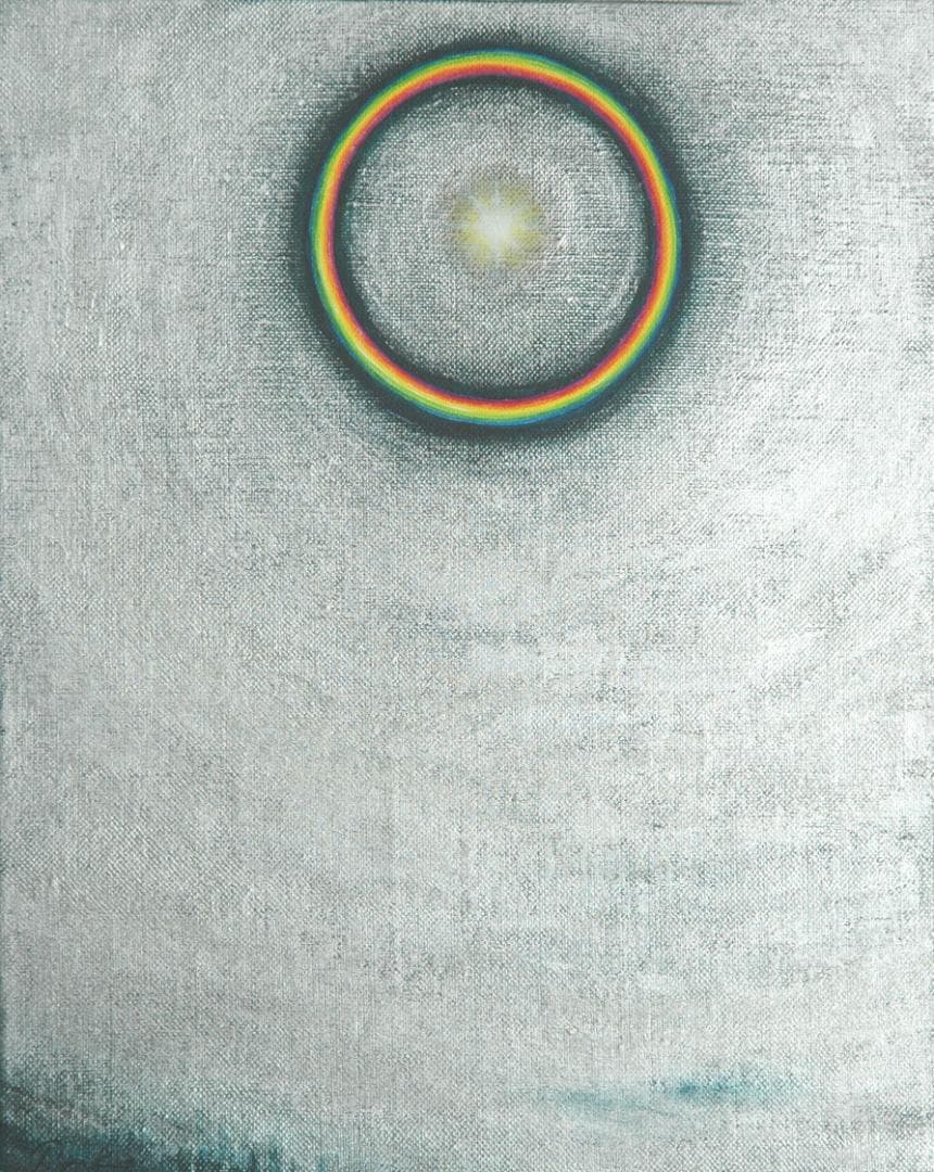 油絵 菅家令子 絵 絵画インテリア額付(白) F3-S102023 風景祈り希望