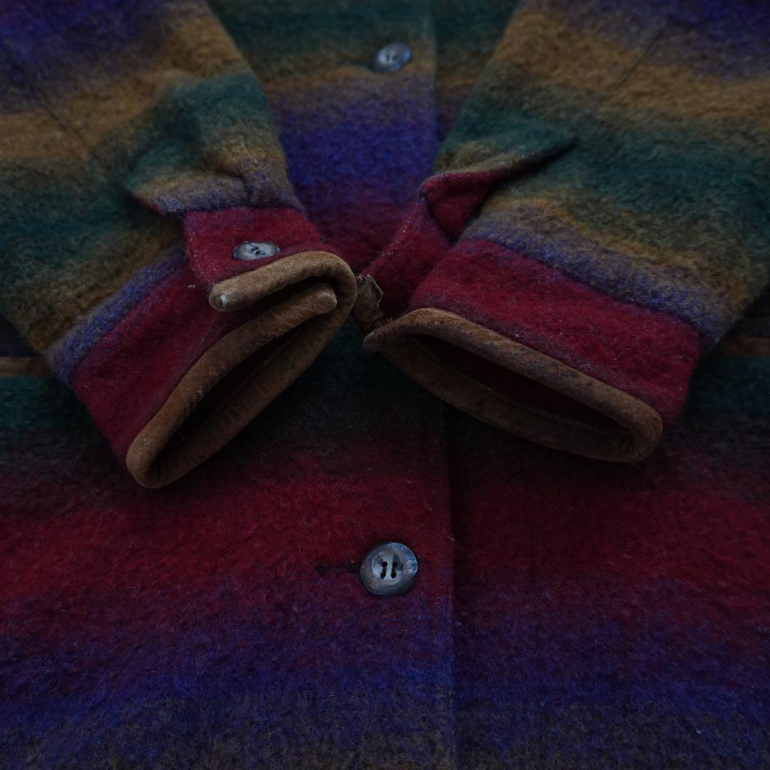 【80s】EddieBauerエディーバウアー ウールブランケットコート黒タグ