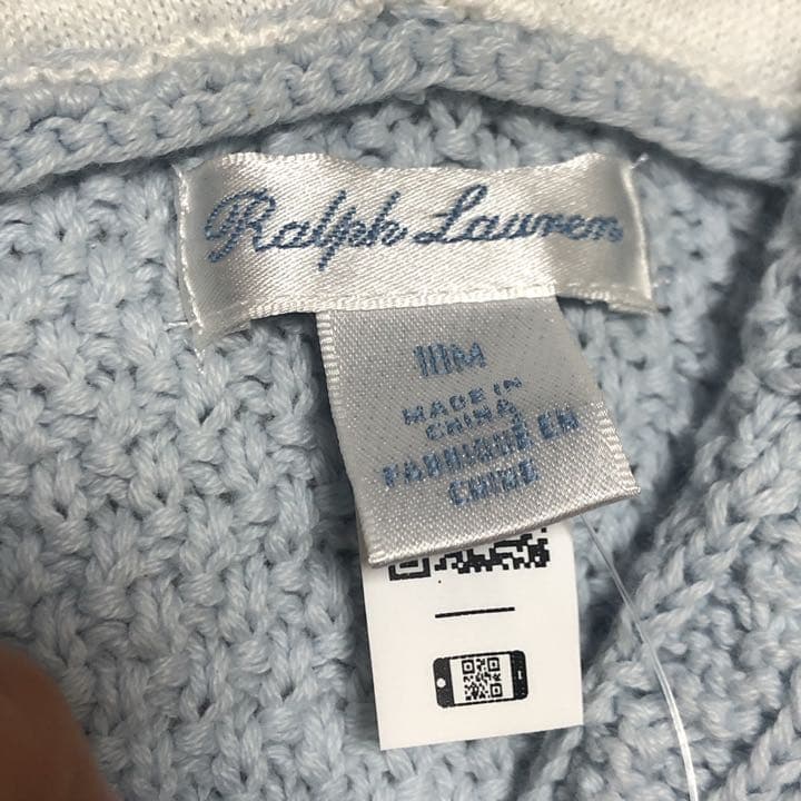 ラルフローレン ベビー くま耳 カーディガン インスタ ニット 水色 赤ちゃん