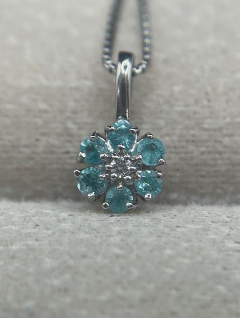 パライバトルマリン0.1ct ダイヤ プラチナ ヘッドのみ、カード鑑別付き