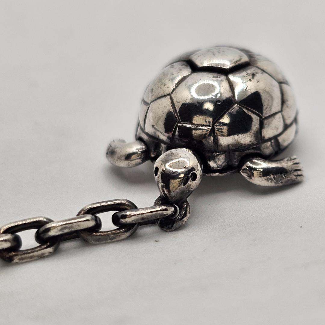 美品 HERMES エルメス 亀 かめ キーチェーン キーホルダー シルバー