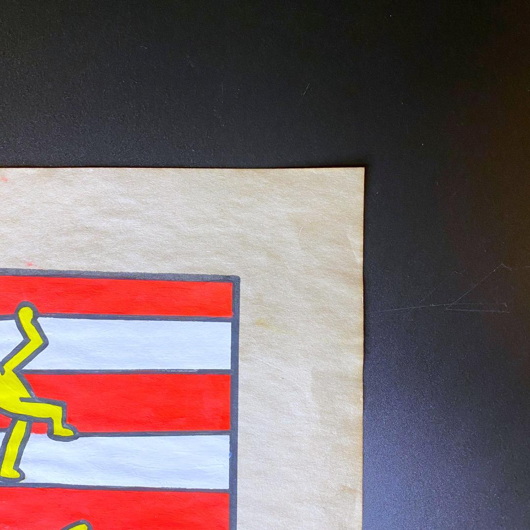 模写】キース・ヘリング ドローイング 水彩 手描き サイン・スタンプ入