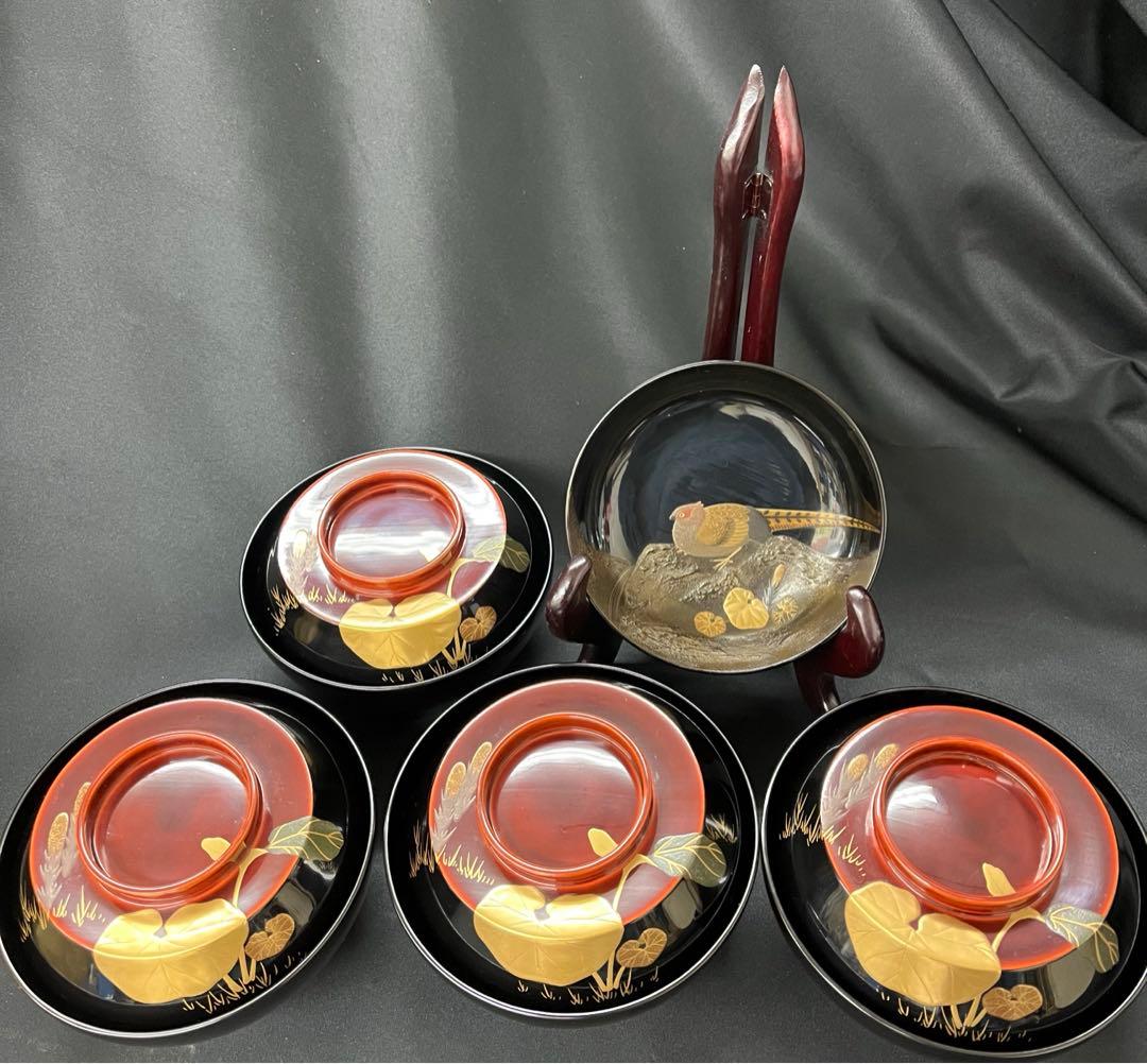 輪島塗 漆器 金蒔絵 蒔絵 蔵出し 7種 7客 輪島塗 漆器 金蒔絵 蒔絵 蓋