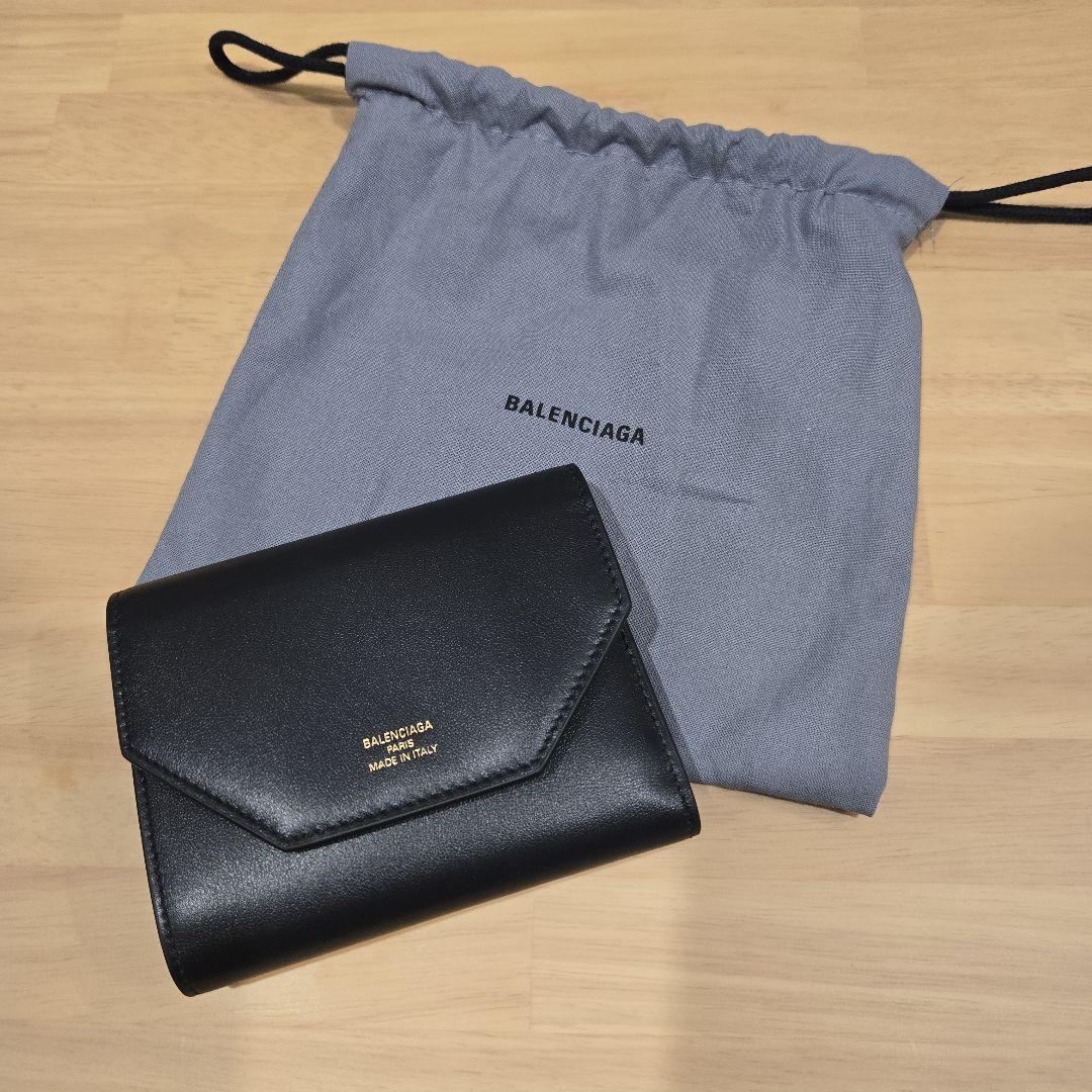 【未使用品】BALENCIAGA　三つ折りウォレット 中古・古着通販】BALENCIAGA (バレンシアガ) 3つ折り財布 ブラック