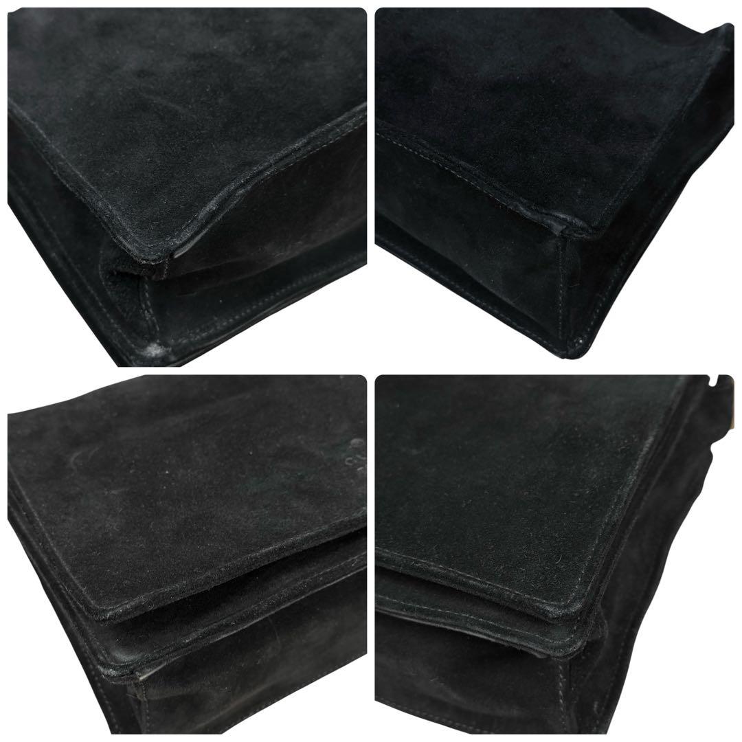 【良品】GUCCI グッチ ロゴ刻印 バンブー ワンショルダーバッグ スエード