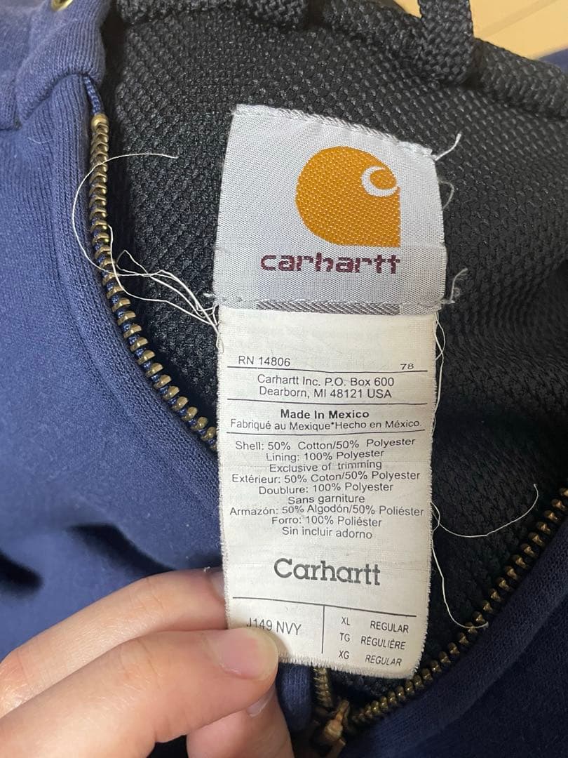 Carhartt フルジップ パーカー XLサイズ 裏サーマル 00s~
