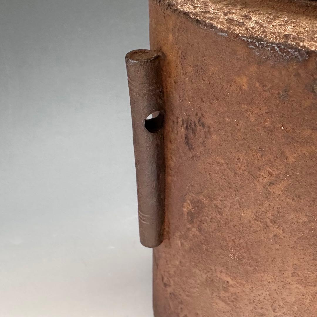 茶道具 筒釜 横倉友次郎 共箱 山形鋳物 釣釜 風炉用 茶事 稽古 野点