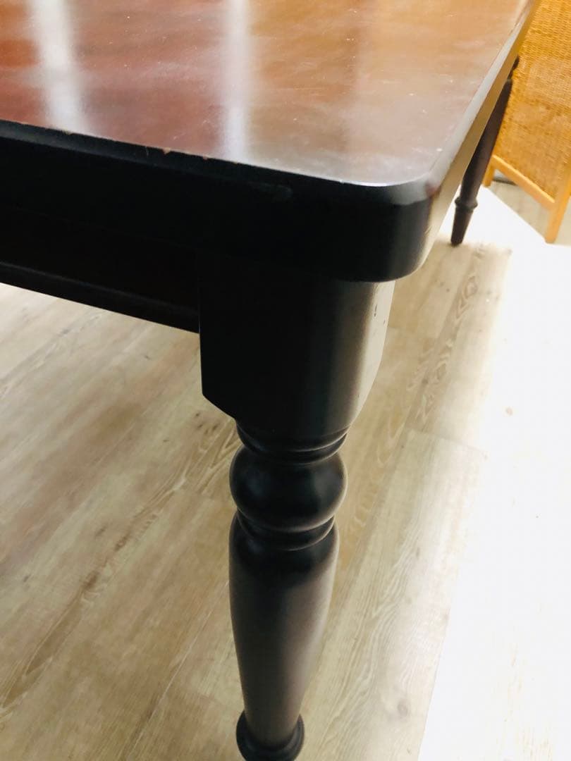 北海道民芸家具　ダークブラウン 木製 ダイニングテーブル 大きめ