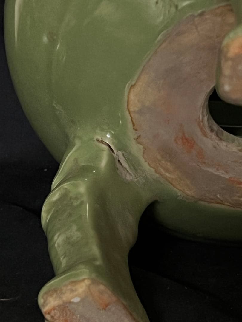 中国古美術　宋時代青磁香炉　龍泉窯三足香炉W66-0