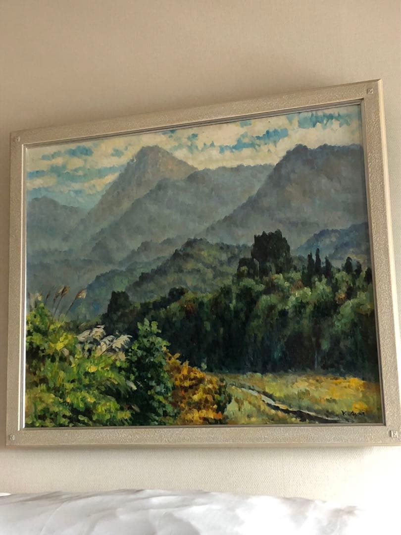 富山の画家・浅井景一作の油彩画 タイトル『焼岳の遠望』サイズF20号