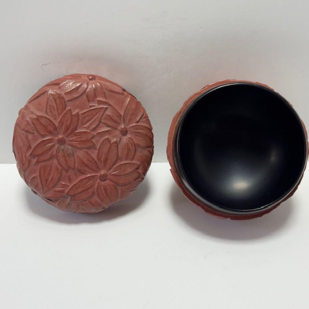 茶道具 春峰 桜平棗 茶道 茶器/茶道具 なつめ（お薄器）】 中棗 朱