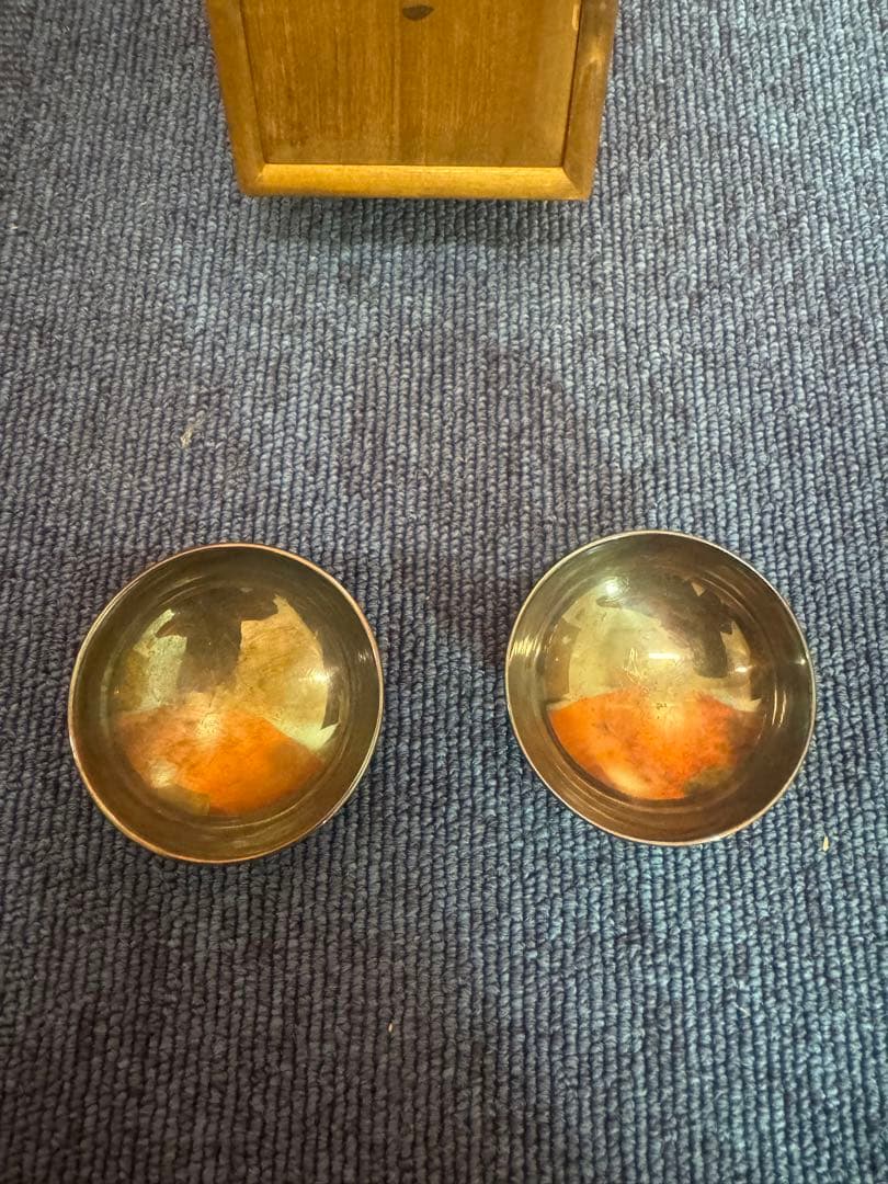 2054 永楽 花唐草 交趾純銀張盃 2客