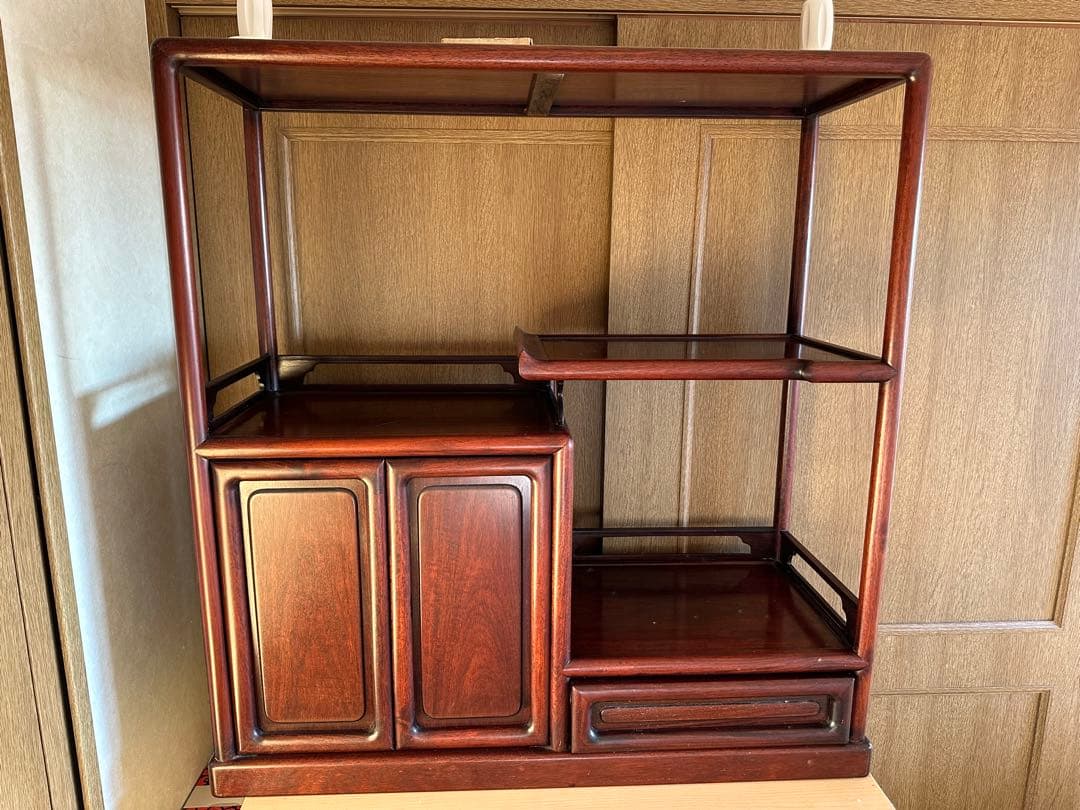 茶棚 茶箪笥 飾り棚 木製 無垢 花梨 唐木 煎茶棚