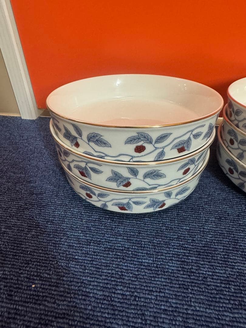 1697 深川製磁 果実文 中皿 9客 15cm 金彩