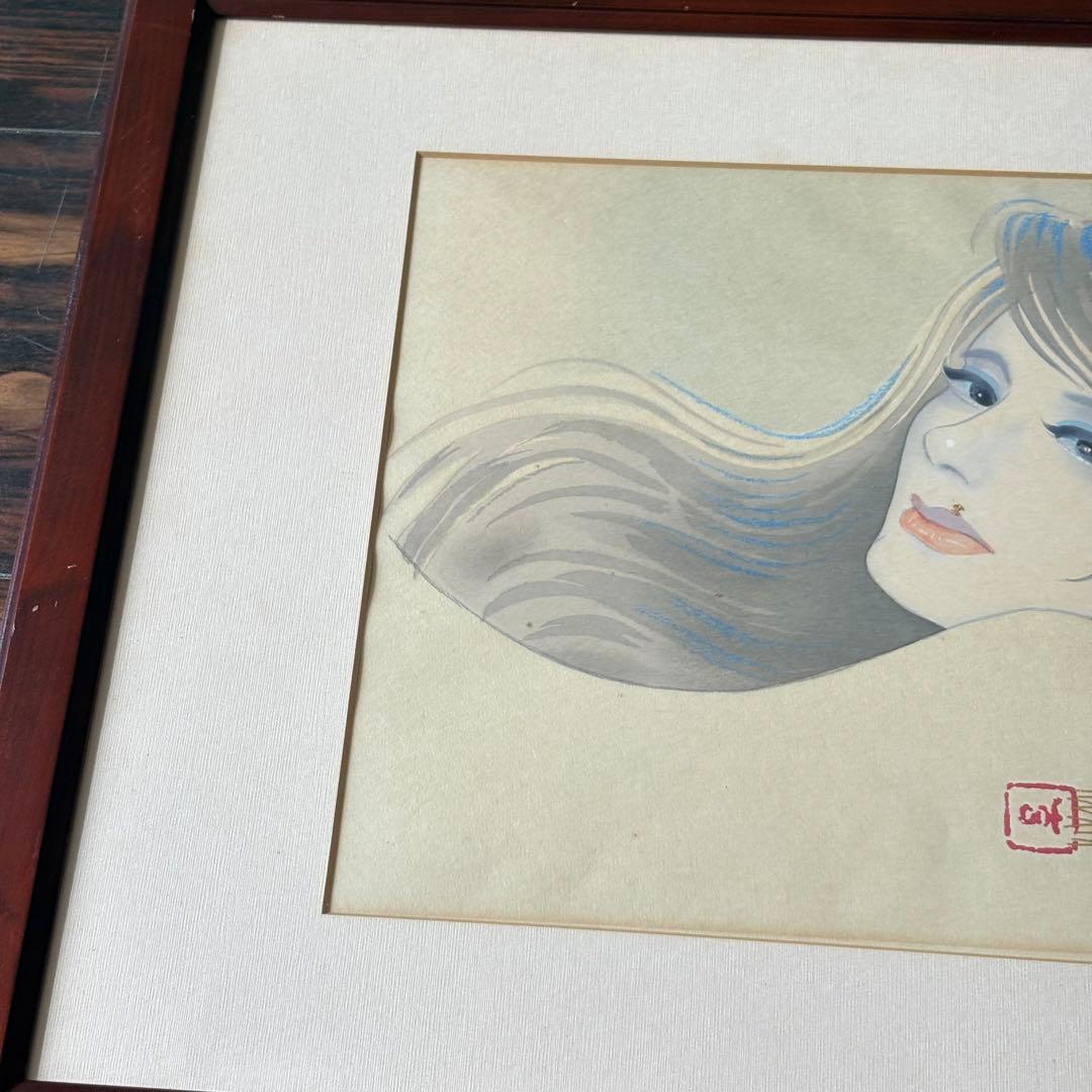 岩田専太郎 木版画三撰 『女ごころ』 「はじらい」 額装 美人画 アダチ