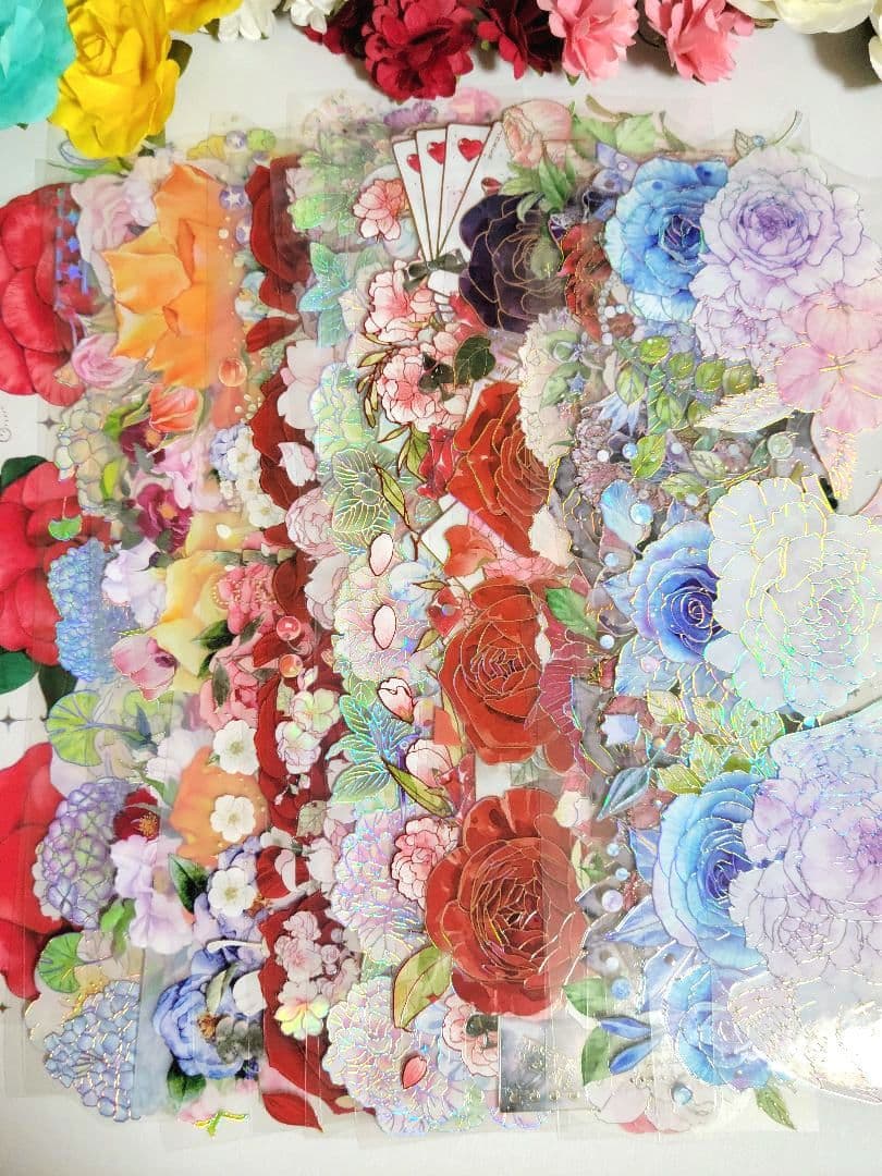 7713】海外マステ2.5/5/巻売り貝殻光マスキングテープお花系