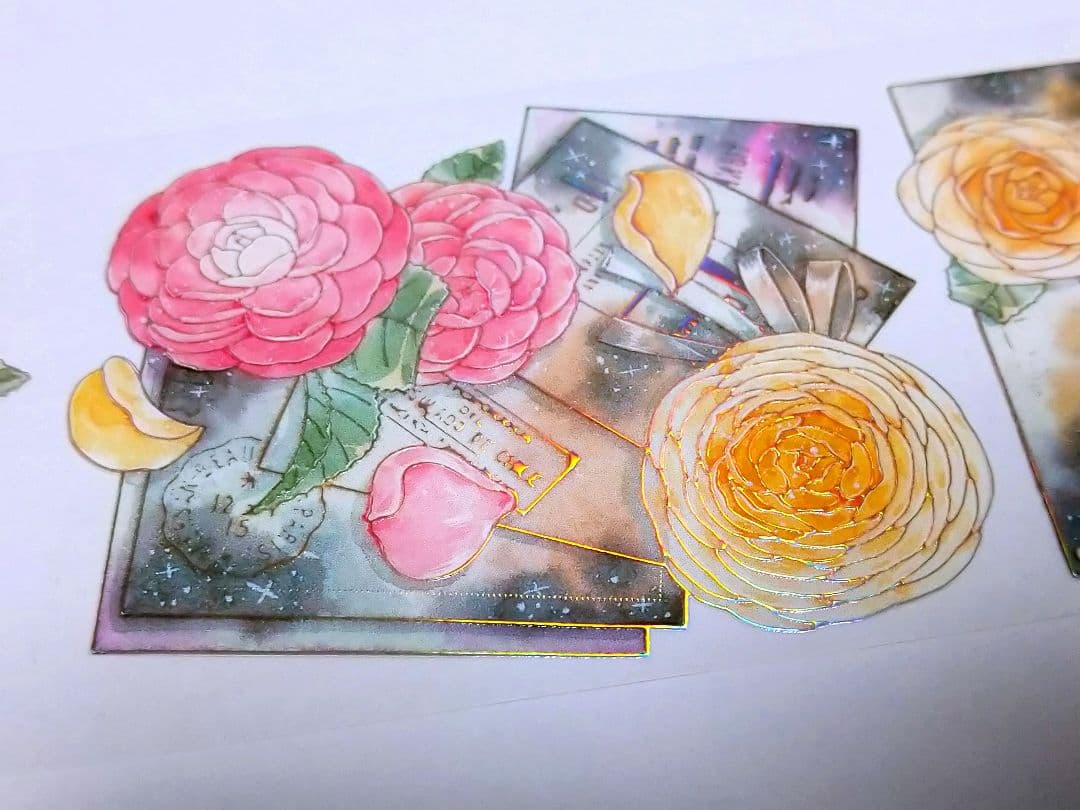 S18＃山茶花小夜曲(镭射银)MOODTAPE切り売り海外装飾マステ S18