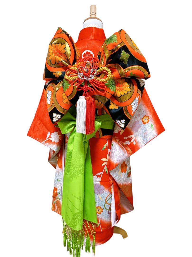 お買い得品♡七五三　7歳　女の子　フルセット　一式　朱色　黒　赤系