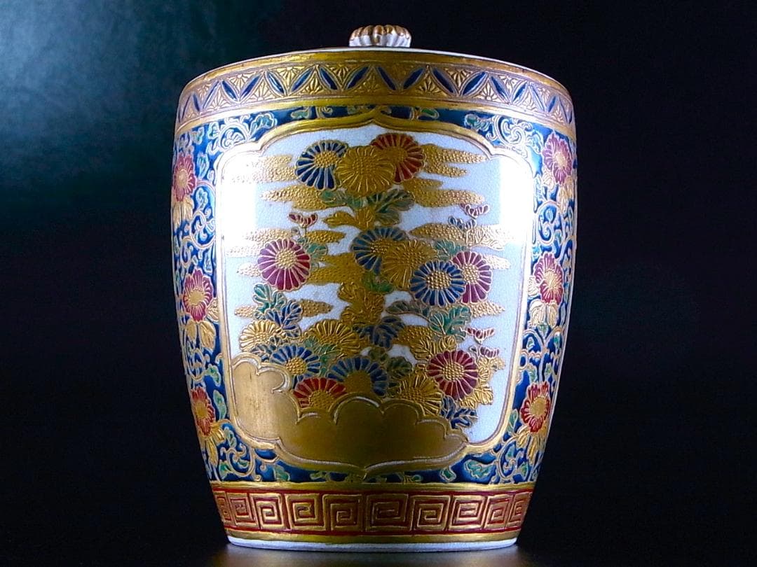 E878 】 超別格品 明治期本筋最高峰の献上薩摩焼 超細密盛上